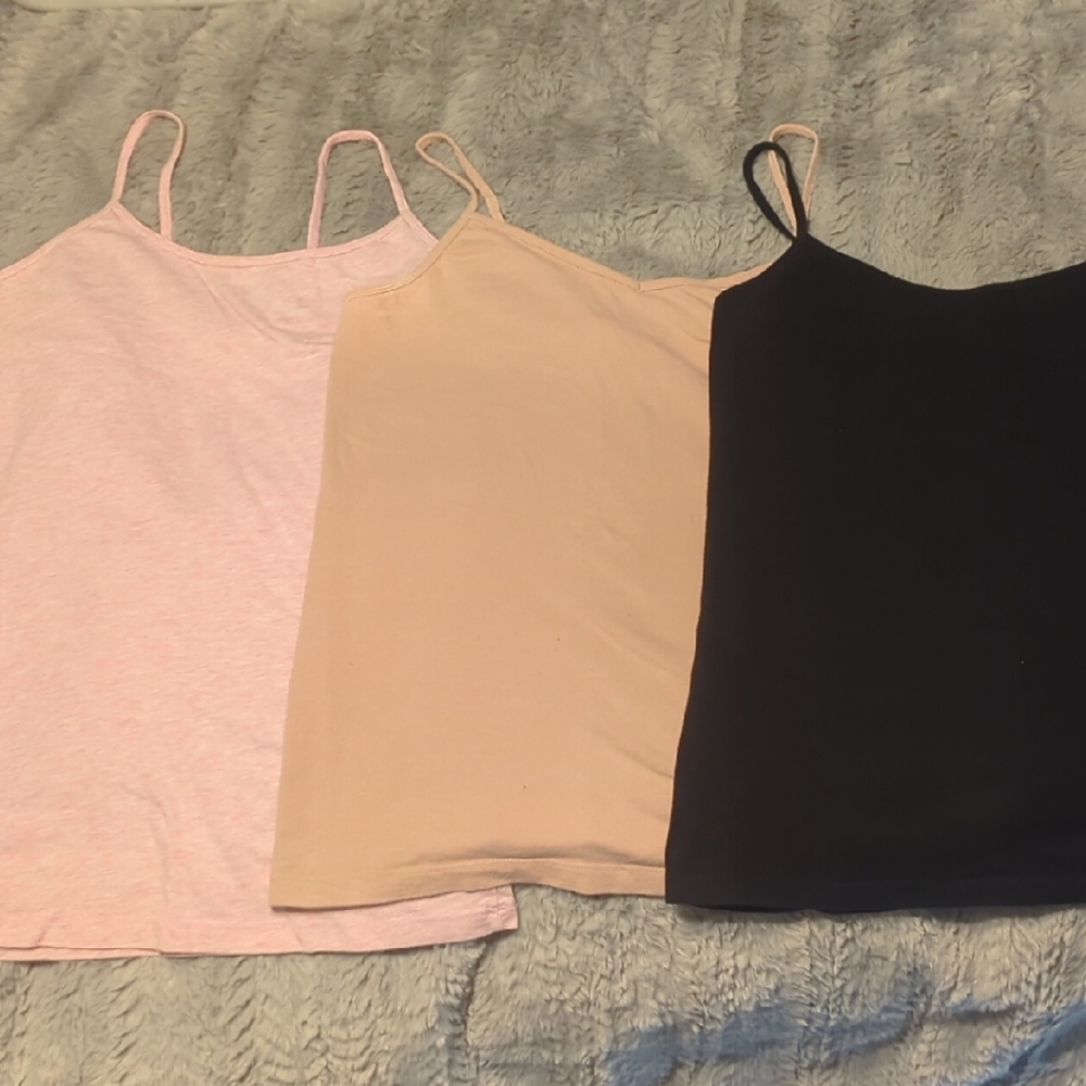 Forever 21 Pink, Beige, and Black Camisole Trio